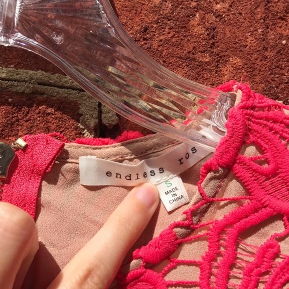 Vibrant Pink Endless Rose Revolve Floral Lace Crop Top - Picture 7 of 14